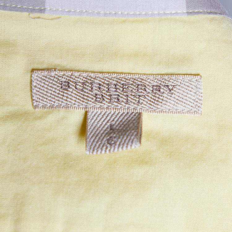 Pre Owned Burberry Brit Yellow Nova Check Cotton placket Detail Shirt L