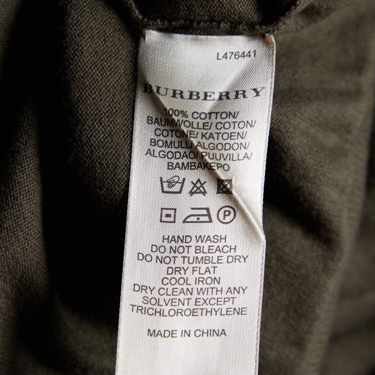 مملوكة مسبقًا Burberry Brit Olive Green Cotton Knit Button Front Cardigan XL