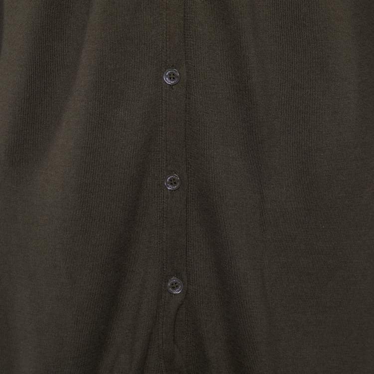 مملوكة مسبقًا Burberry Brit Olive Green Cotton Knit Button Front Cardigan XL
