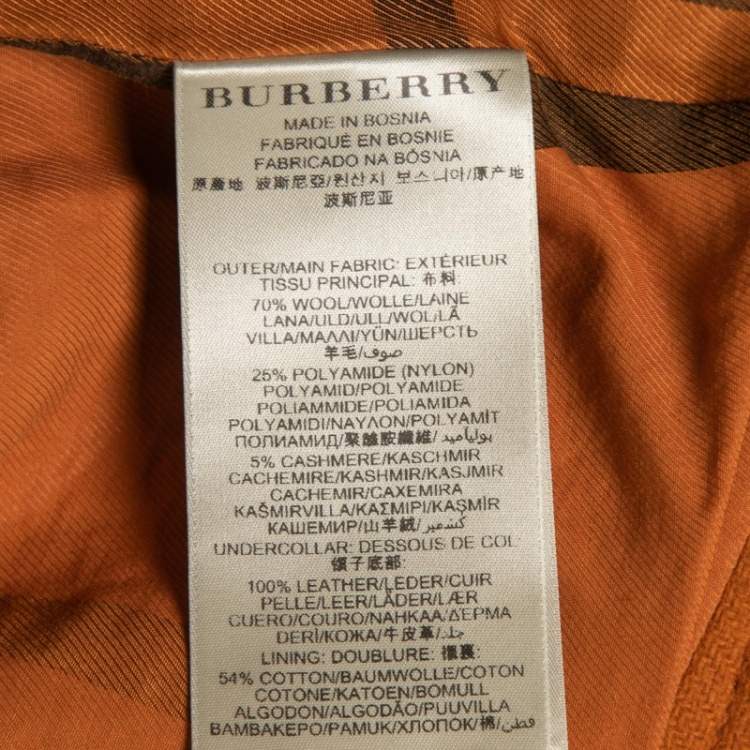 Pre Owned Burberry Brit Amber Orange Wool Biker Jacket S