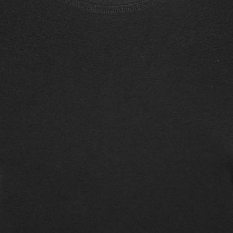 مملوكة مسبقًا Burberry Brit Black Stretch Cotton Nova Check Trim Round Neck T-Shirt M
