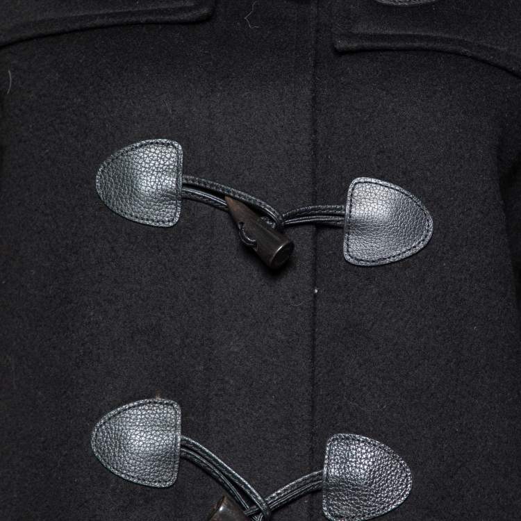 Pre Owned Burberry Brit Black Wool Toggle Duffle Coat M