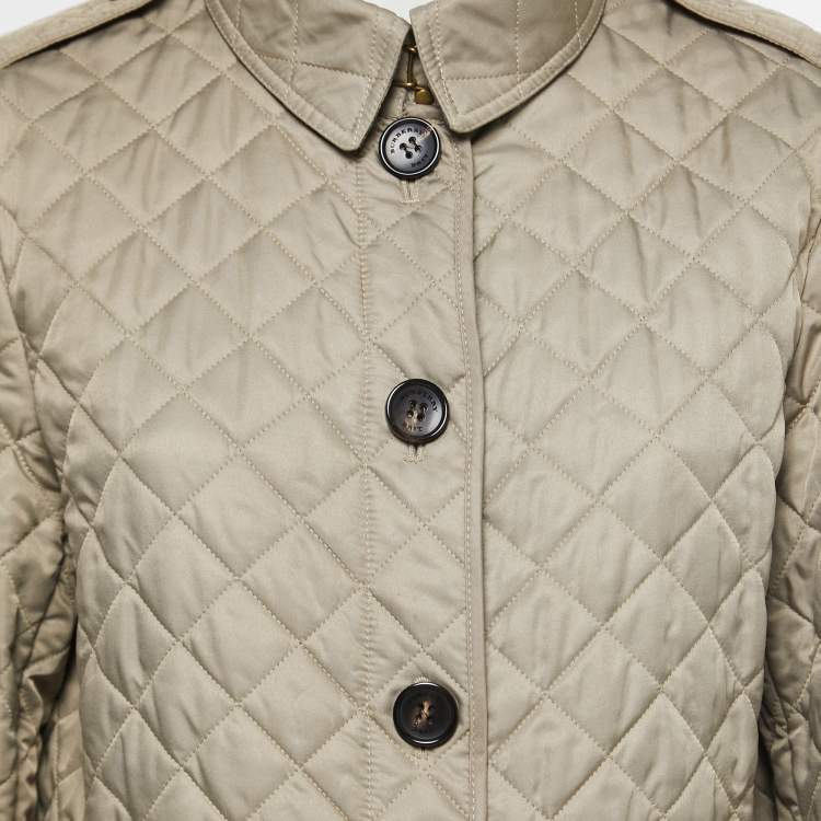 Pre Owned Burberry Brit Beige Synthetic Diamond Quilted Jacket L