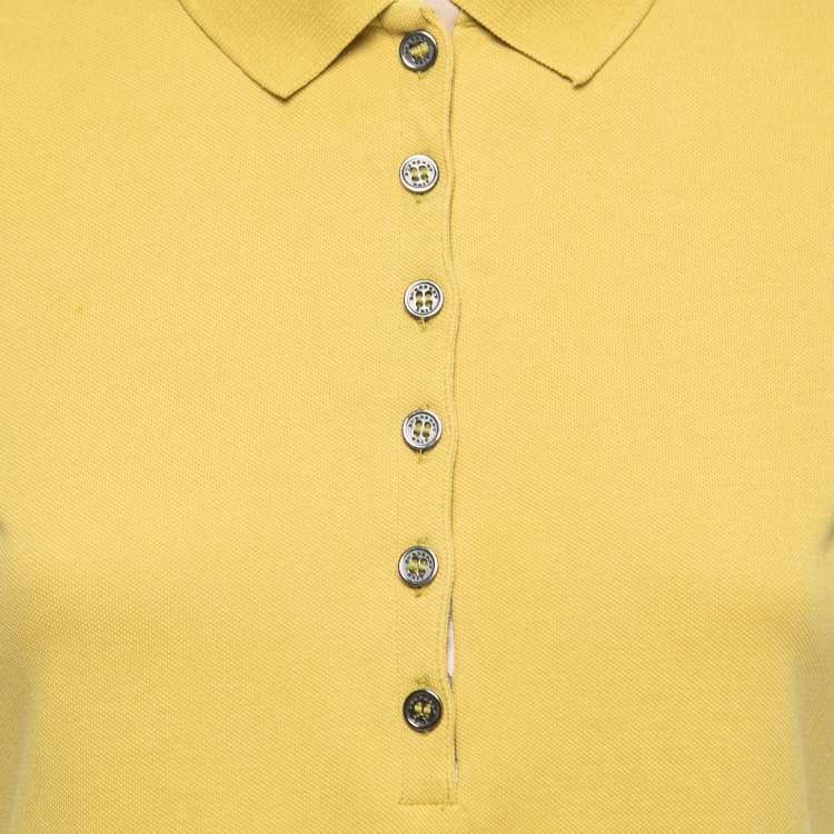 Pre Owned Burberry Brit Yellow Cotton Knit Polo T-Shirt M