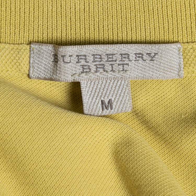 Pre Owned Burberry Brit Yellow Cotton Knit Polo T-Shirt M