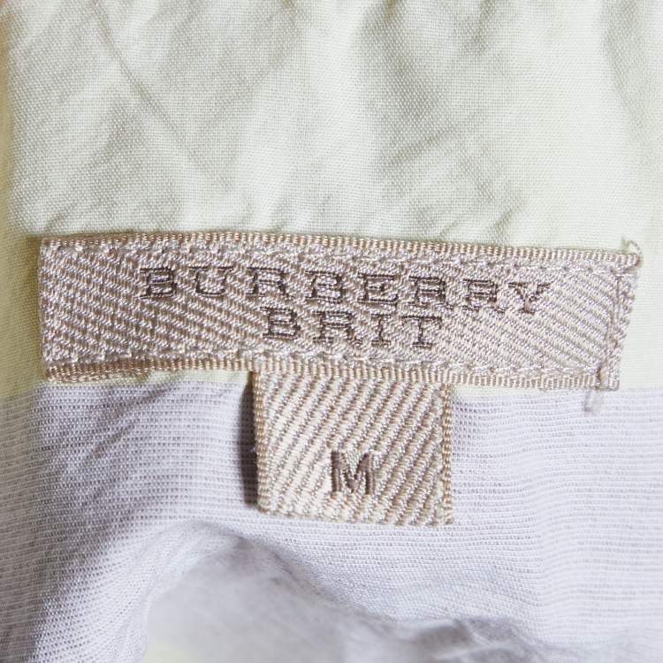 Pre Owned Burberry Brit Yellow Checkered Cotton Button Front Shirt M