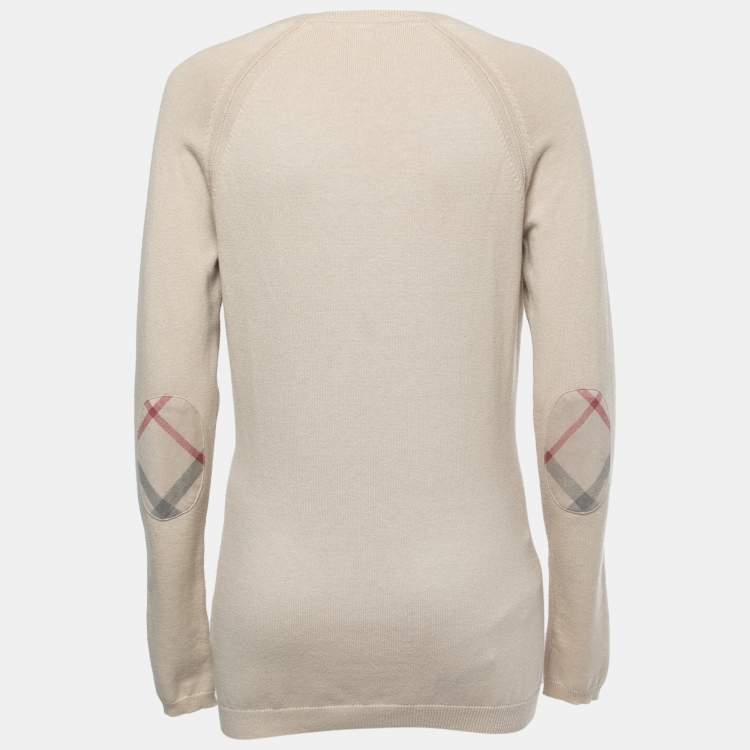 Pre Owned Burberry Brit Beige Cotton & Cashmere Buttoned Cardigan M