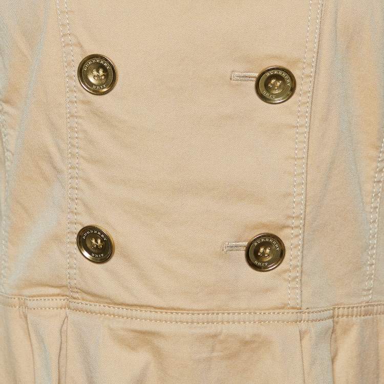 Pre Owned Burberry Brit Beige Cotton Knit Double Breasted Mini Dress M