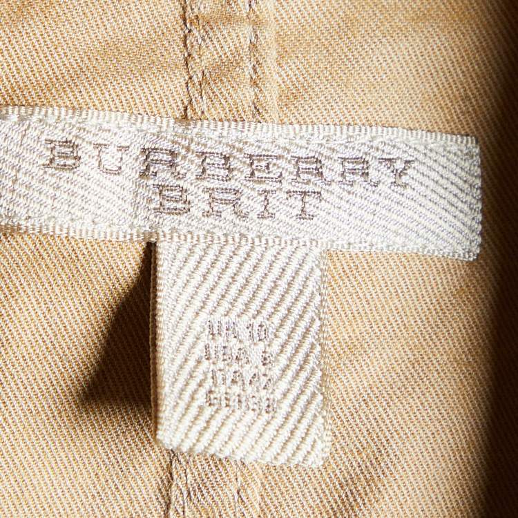 Pre Owned Burberry Brit Beige Cotton Knit Double Breasted Mini Dress M