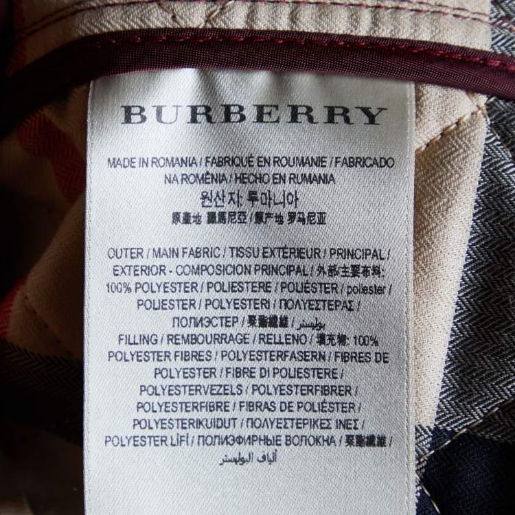 Pre Owned Burberry Brit Burgundy Quilted Polyester Button Front Jacket XL
