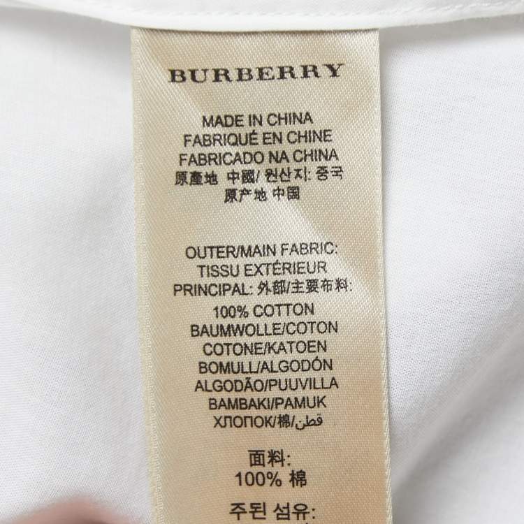 Pre Owned Burberry Brit White/Beige Exploded Check Print Cotton Half Sleeve Shirt S 