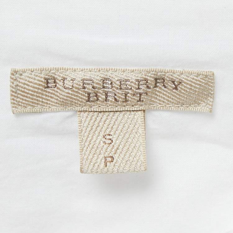 Pre Owned Burberry Brit White/Beige Exploded Check Print Cotton Half Sleeve Shirt S 