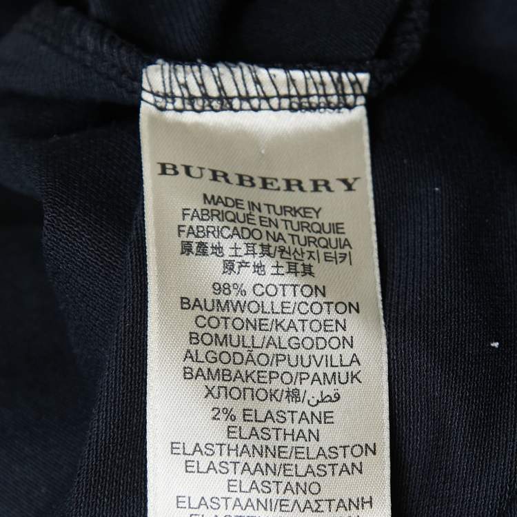 Pre Owned Burberry Brit Black Cotton Pique Nova Check Sleeve Detail Polo T-Shirt L