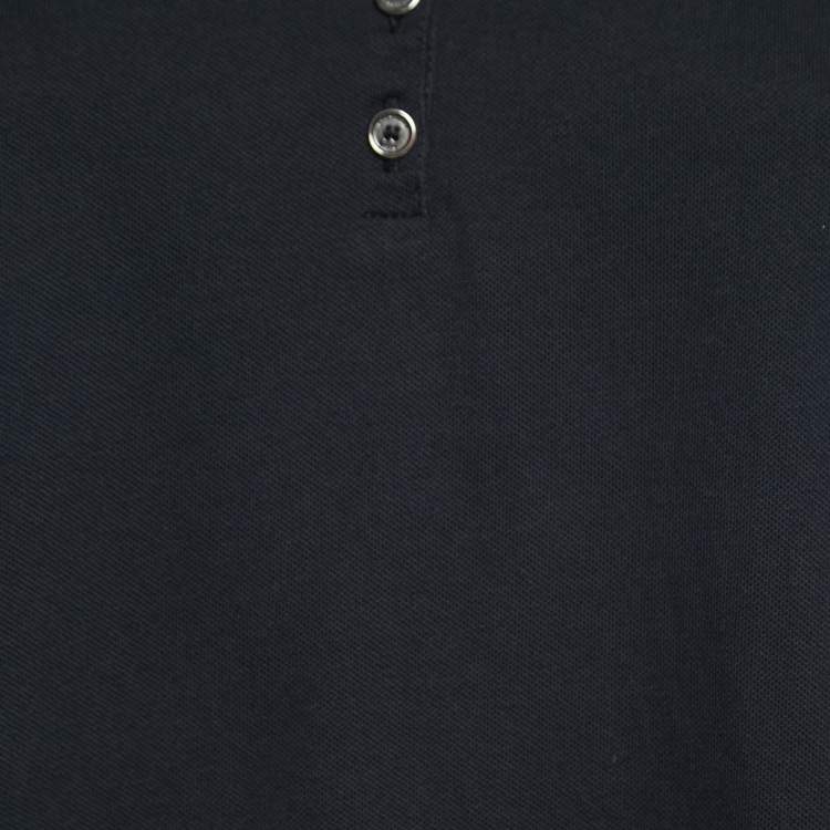 Pre Owned Burberry Brit Black Cotton Pique Nova Check Sleeve Detail Polo T-Shirt L