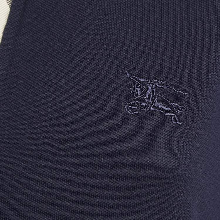 Pre Owned Burberry Brit Navy Blue Cotton Pique T-Shirt L