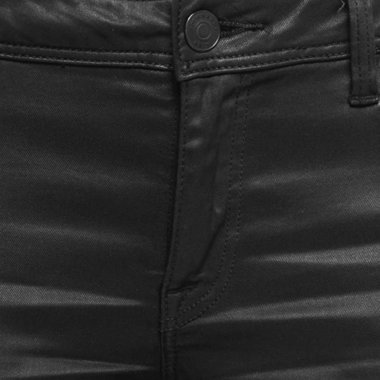 Pre Owned Burberry Brit Black Coated Cotton Low Rise Skinny Jeans S Waist 26"