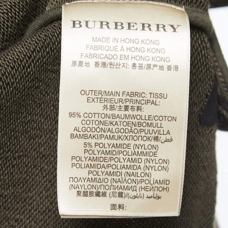 Pre Owned Burberry Brit Military Green Cotton Zip Front Cropped Jacket S