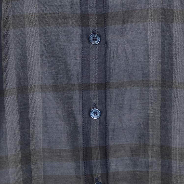 Pre Owned Burberry Brit Black Checkered Cotton Shirt L