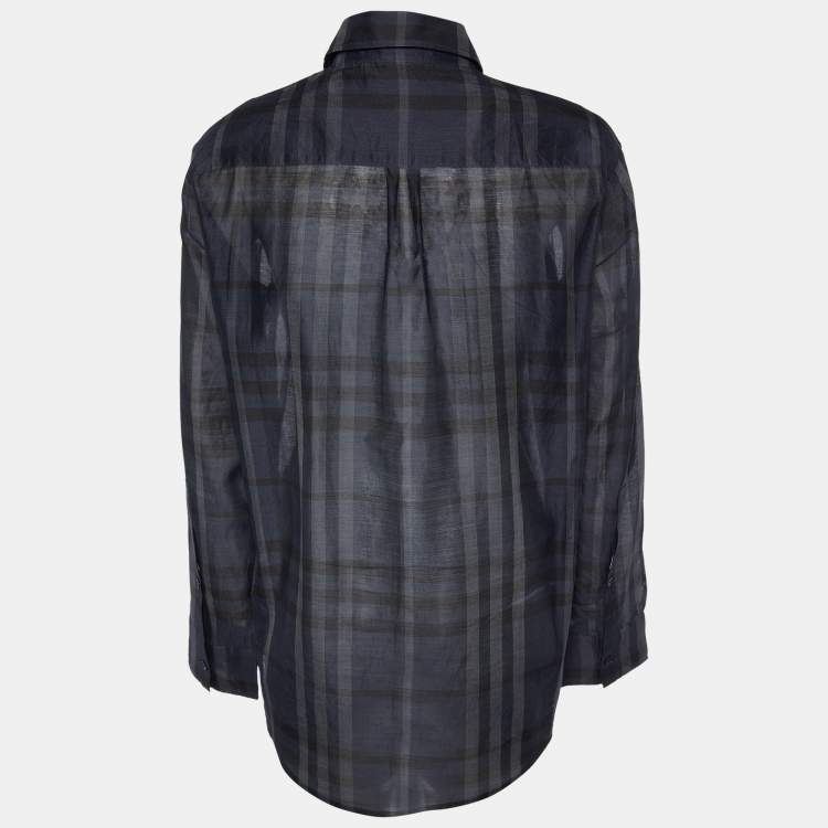 Pre Owned Burberry Brit Black Checkered Cotton Shirt L