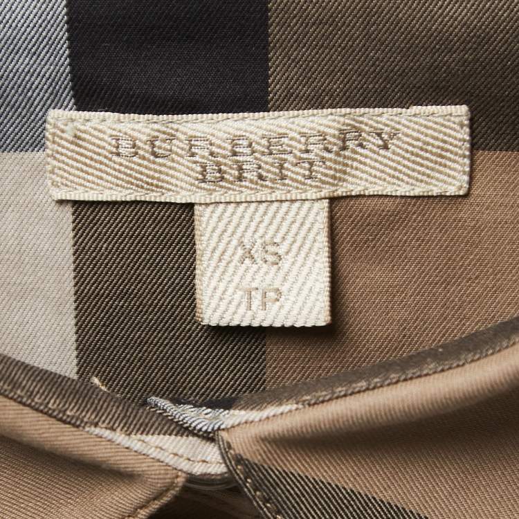 Pre Owned Burberry Brit Brown Nova Check Cotton Button Front Shirt XS