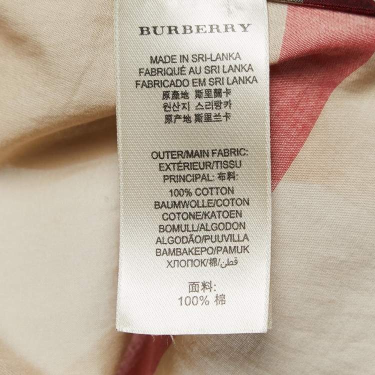 Pre Owned Burberry Brit Beige Nova Check Cotton Half Placket Blouse XS