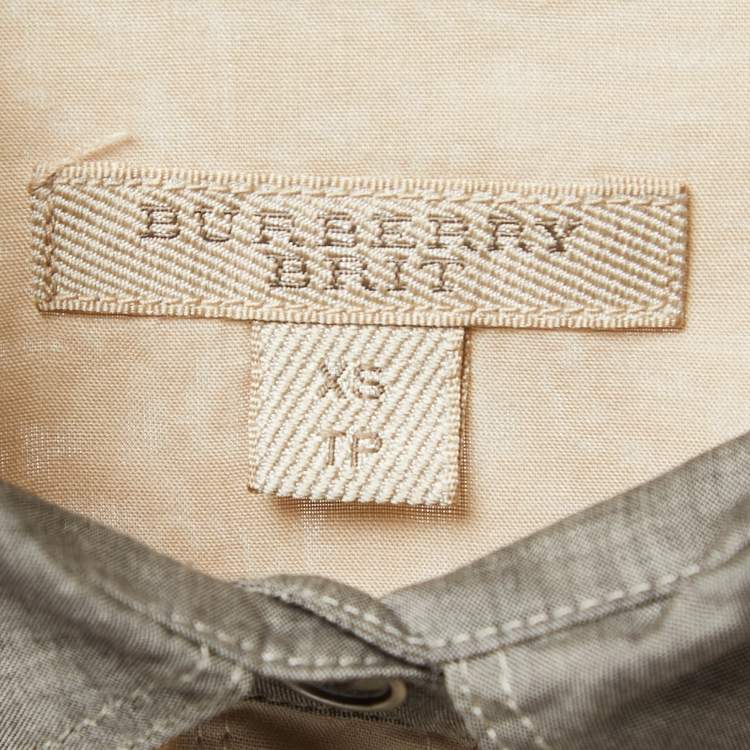 Pre Owned Burberry Brit Beige Nova Check Cotton Half Placket Blouse XS