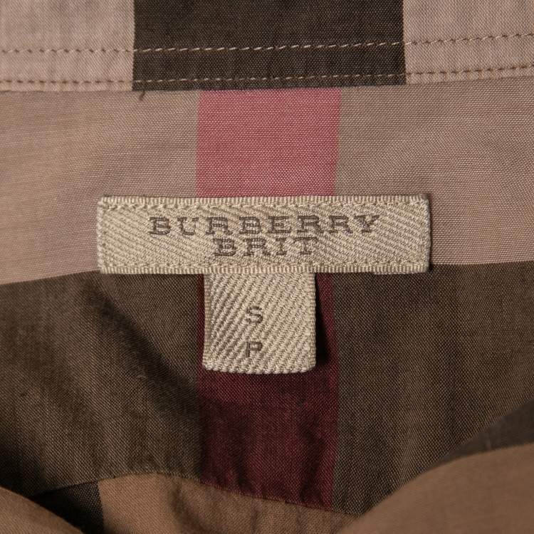 Pre Owned Burberry Brit Brown Nova Check Patterned Cotton Button Front Shirt S