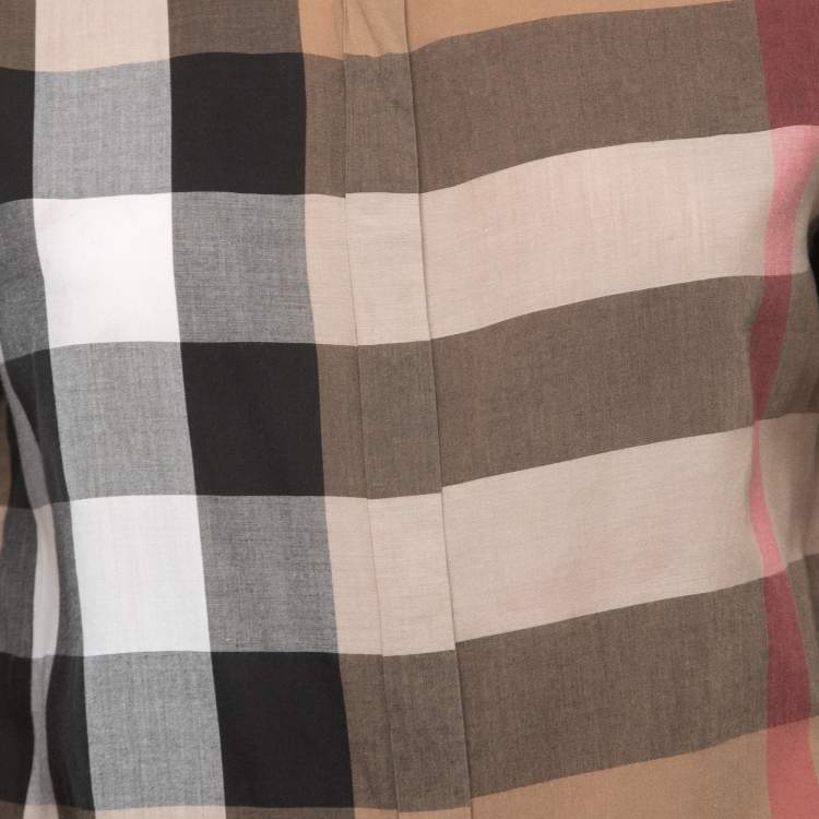 Pre Owned Burberry Brit Brown Nova Check Patterned Cotton Button Front Shirt S