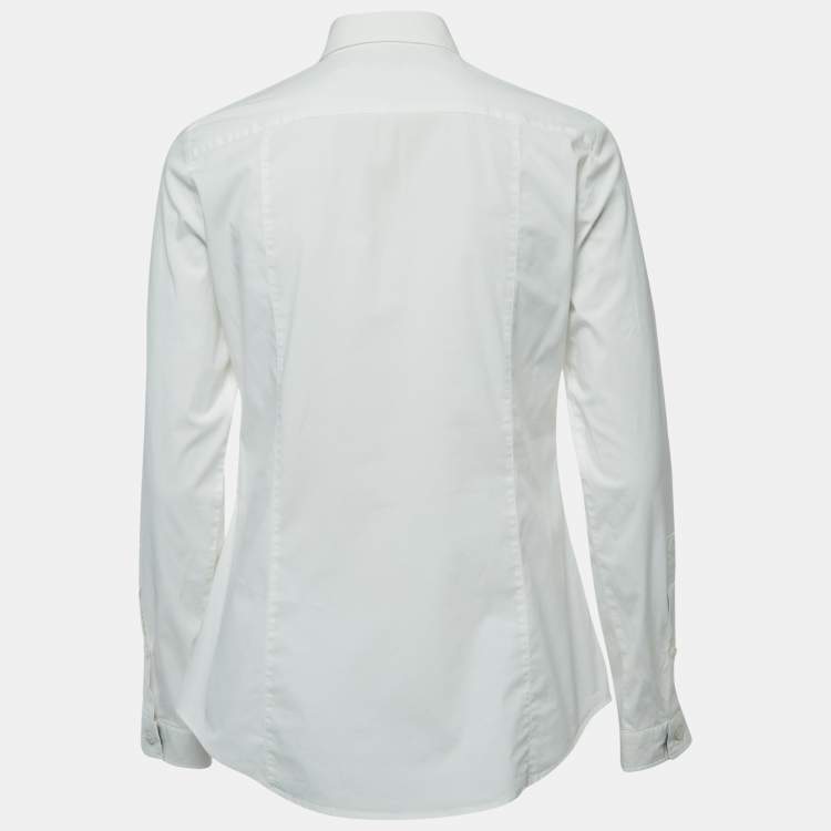 Pre Owned Burberry Brit White Cotton Button Front Long Sleeve Shirt M