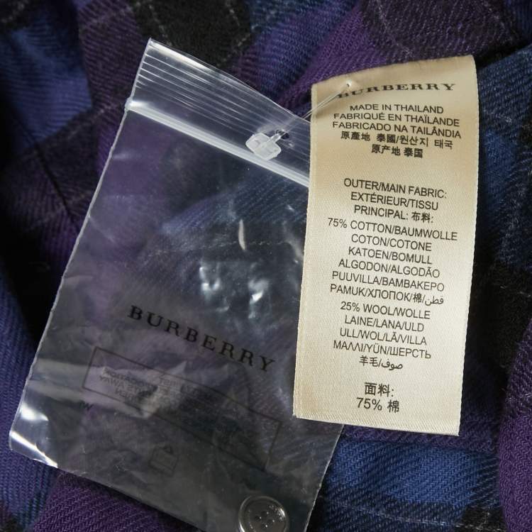 Pre Owned Burberry Brit Blue Plaid Cotton Blend Button Front Full Sleeve Shirt L