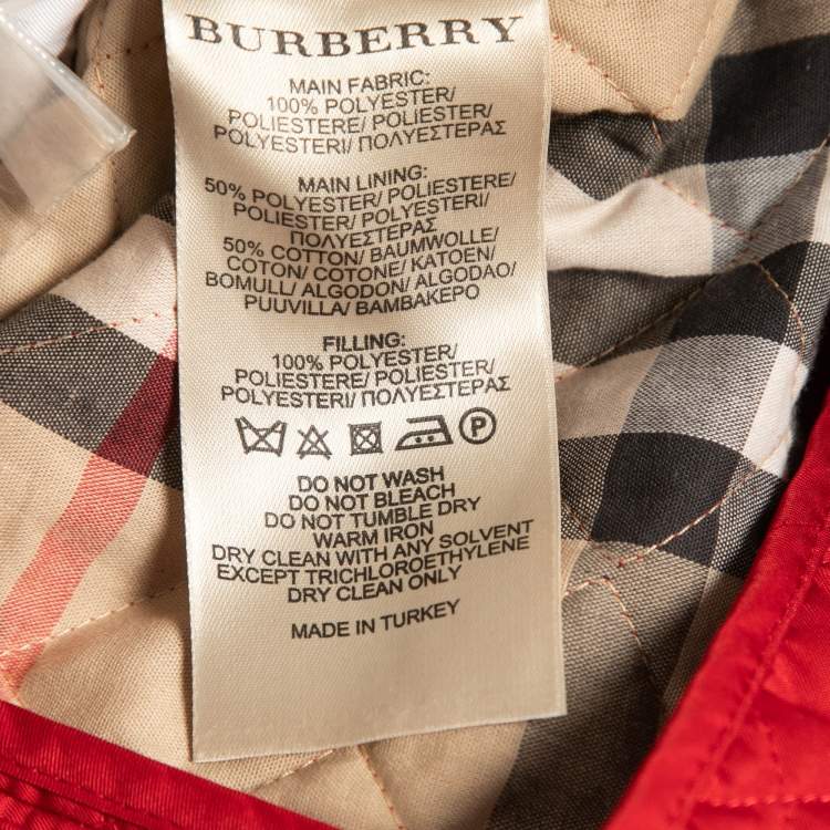 مملوكة مسبقًا Burberry Brit Red Quilted Synthetic Button Front Jacket M