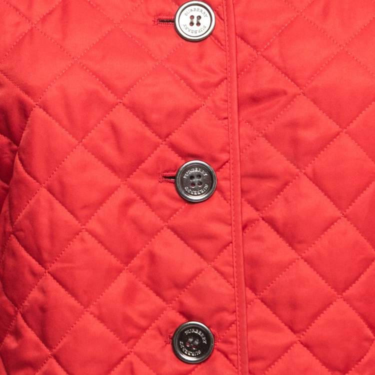 مملوكة مسبقًا Burberry Brit Red Quilted Synthetic Button Front Jacket M