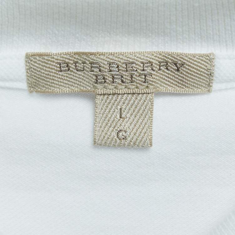 Pre Owned Burberry Brit White Cotton Pique Polo T-Shirt L