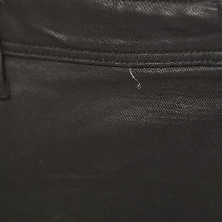 Pre Owned Burberry Brit Black Synthetic Coated Low Rise Jeans L Waist 32"