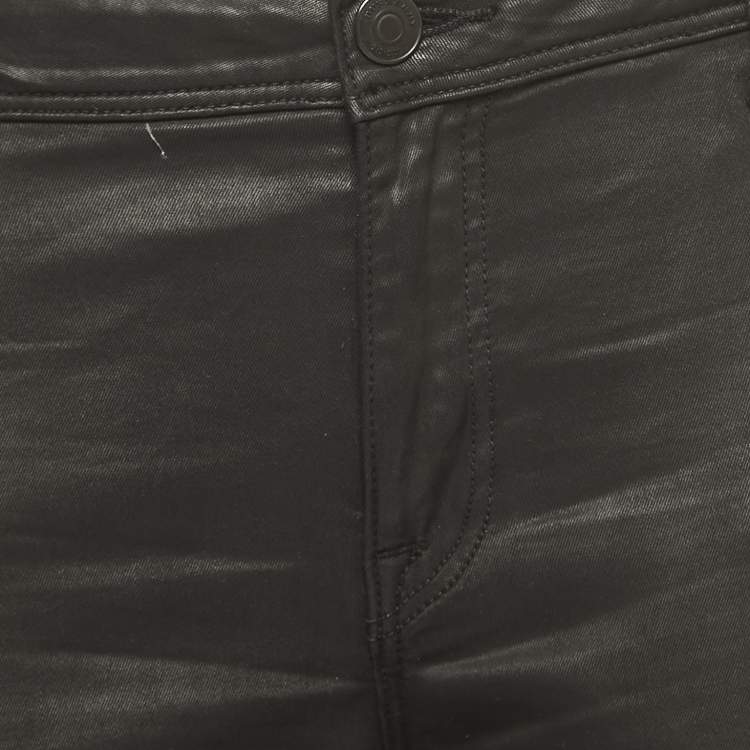 Pre Owned Burberry Brit Black Synthetic Coated Low Rise Jeans L Waist 32"