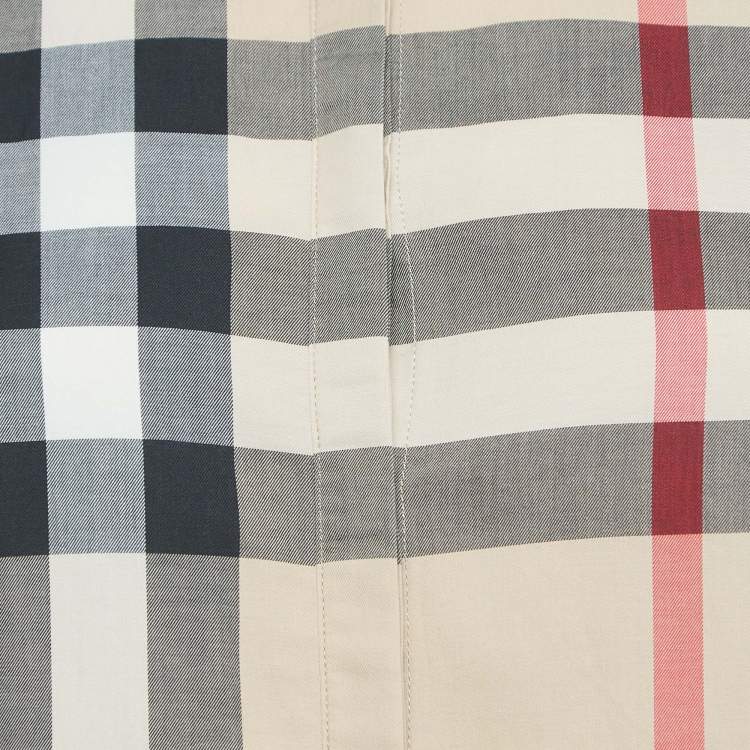 Pre Owned Burberry Brit Beige Checked Printed Cotton Shirt XS