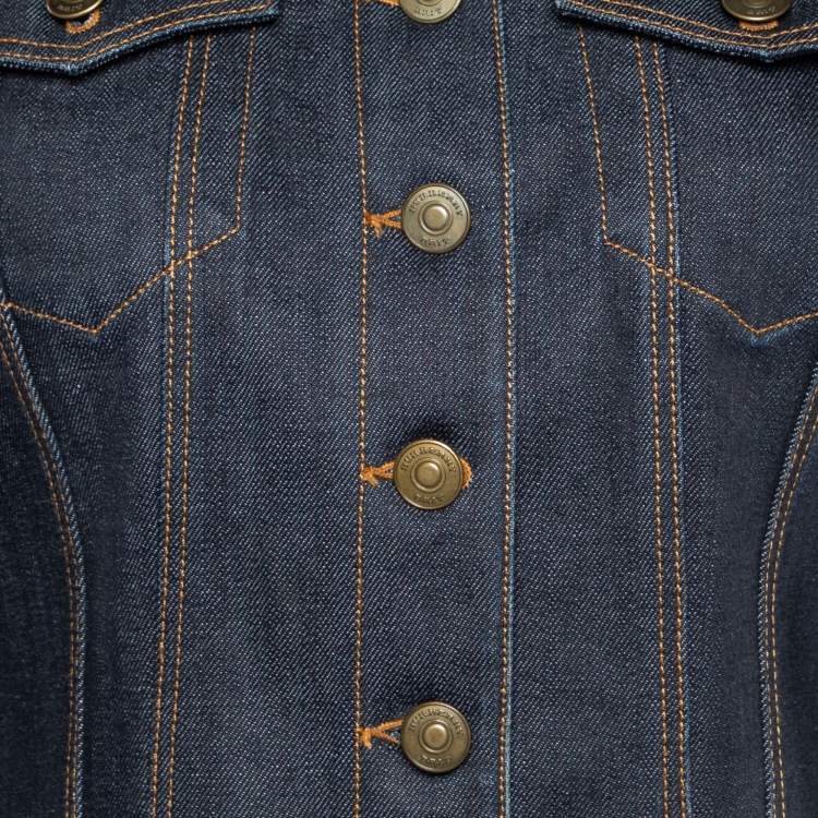 Pre Owned Burberry Brit Navy Blue Denim Button Front Jacket M