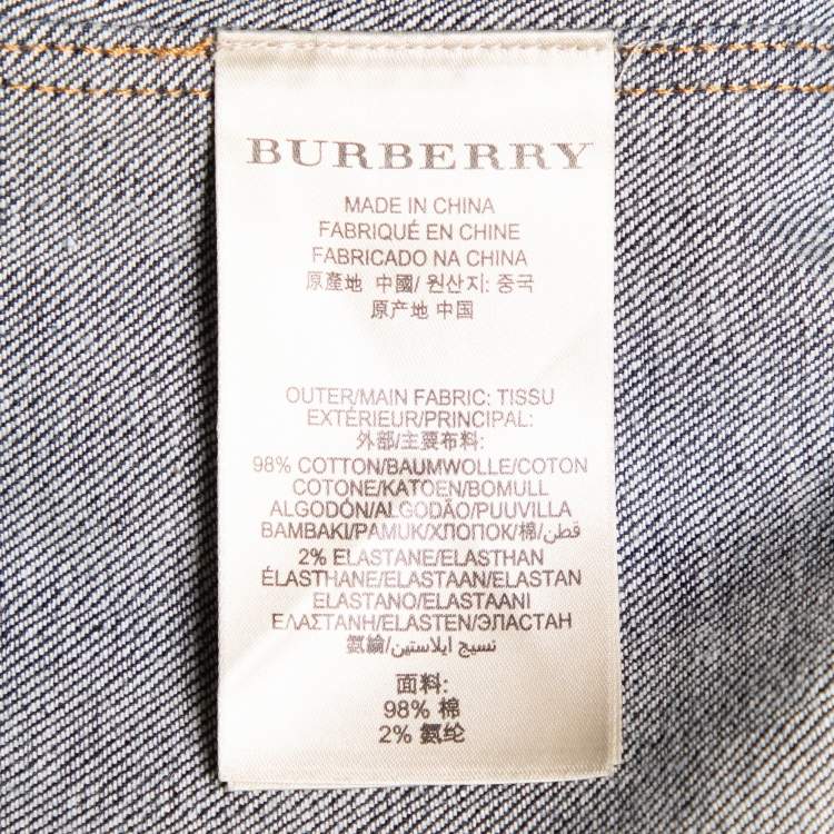 Pre Owned Burberry Brit Navy Blue Denim Button Front Jacket M
