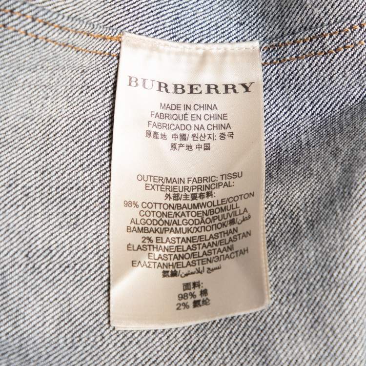 Pre Owned Burberry Brit Navy Blue Denim Button Front Jacket M
