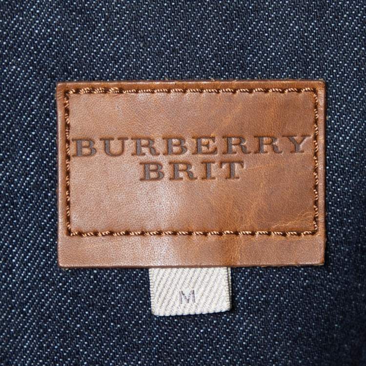 Pre Owned Burberry Brit Navy Blue Denim Button Front Jacket M
