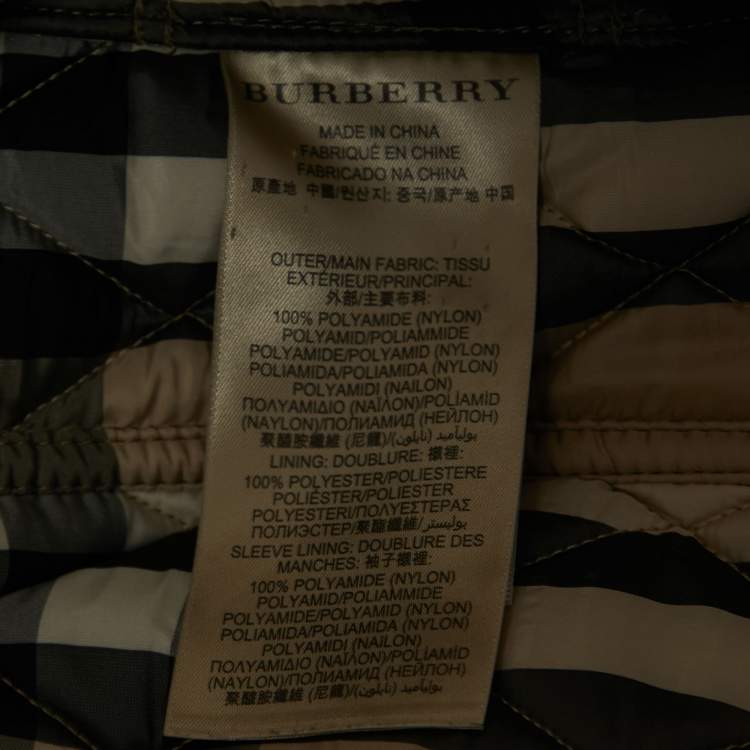 Pre Owned Burberry Brit Beige Nylon Double Breasted Coat XS