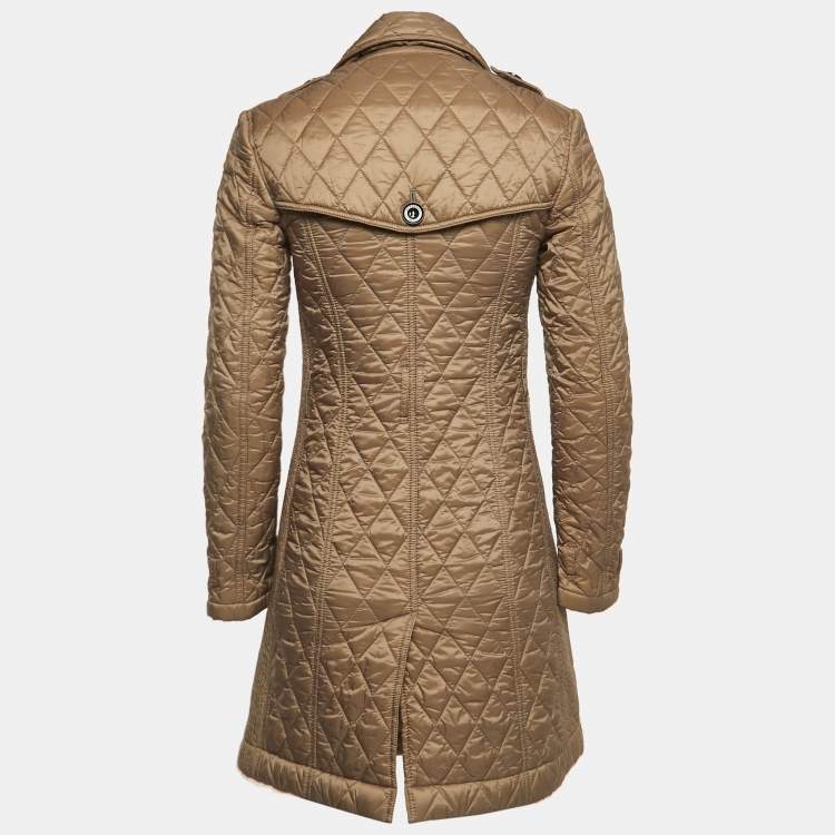 Burberry Brit Beige Nylon Double Breasted Coat XS Burberry Brit