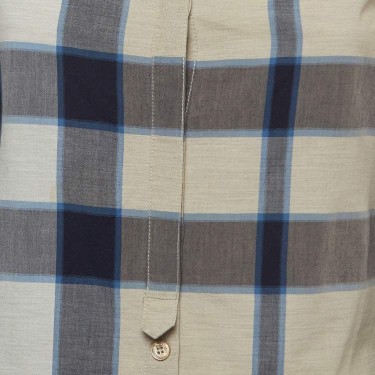 Pre Owned Burberry Brit Grey Checked Button Front Shirt XXS