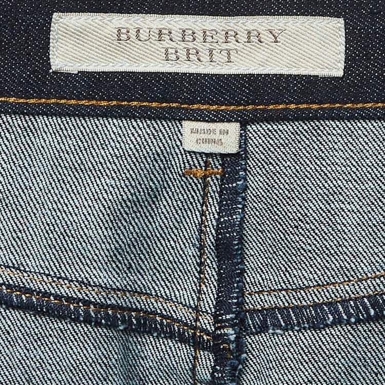 مملوكة مسبقًا Burberry Brit Dark Blue Denim Knee Length Skirt M