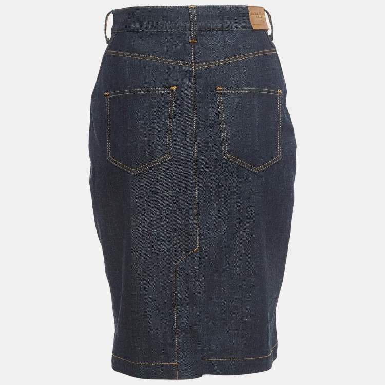 مملوكة مسبقًا Burberry Brit Dark Blue Denim Knee Length Skirt M