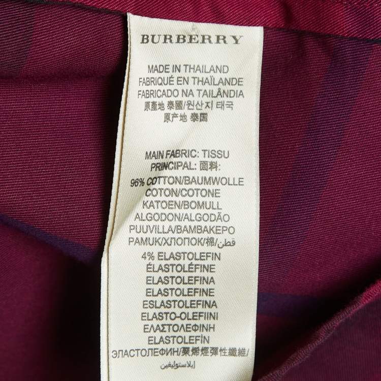 Pre Owned Burberry Brit Purple Checked Cotton Button Front Shirt L