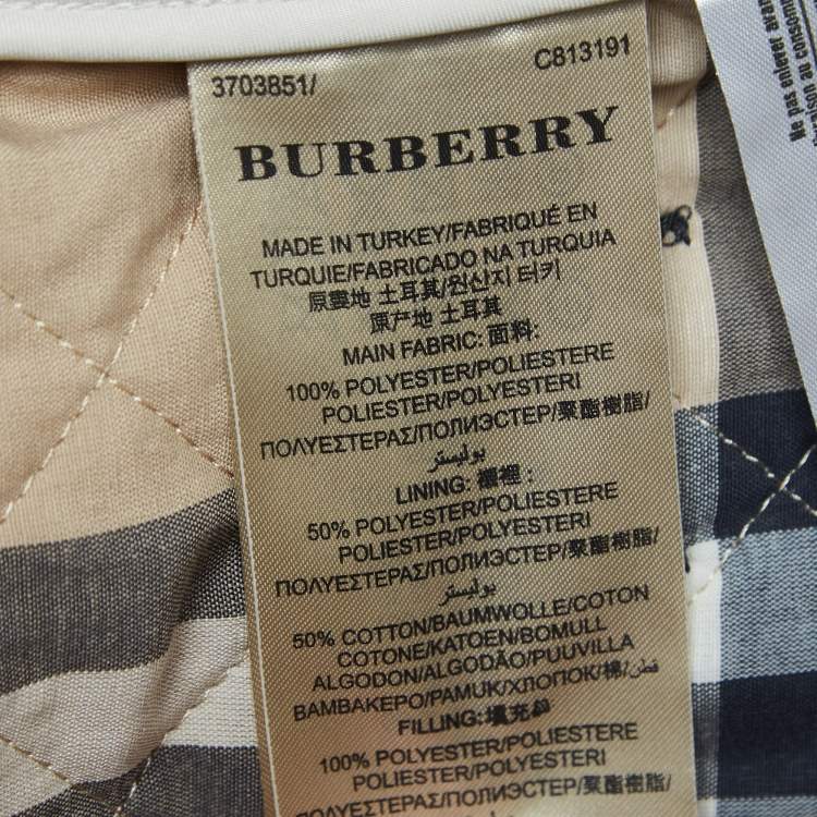 Pre Owned Burberry Brit Off White Diamond Quilted Synthetic Jacket XS