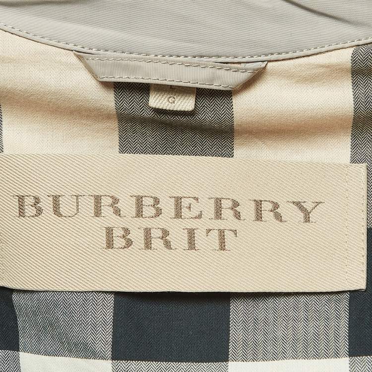 Pre Owned Burberry Brit Beige Synthetic Double Breasted Belted Trench Coat L