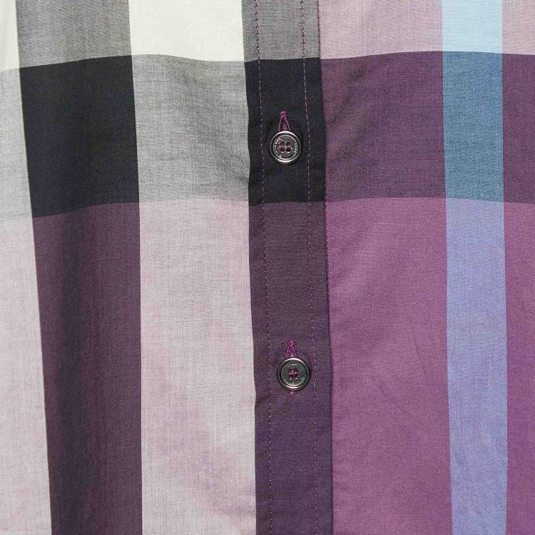 Pre Owned Burberry Brit Purple Checked Cotton Long Sleeve Shirt S
