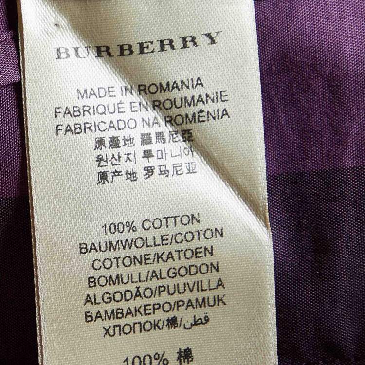 Pre Owned Burberry Brit Purple Checked Cotton Long Sleeve Shirt S